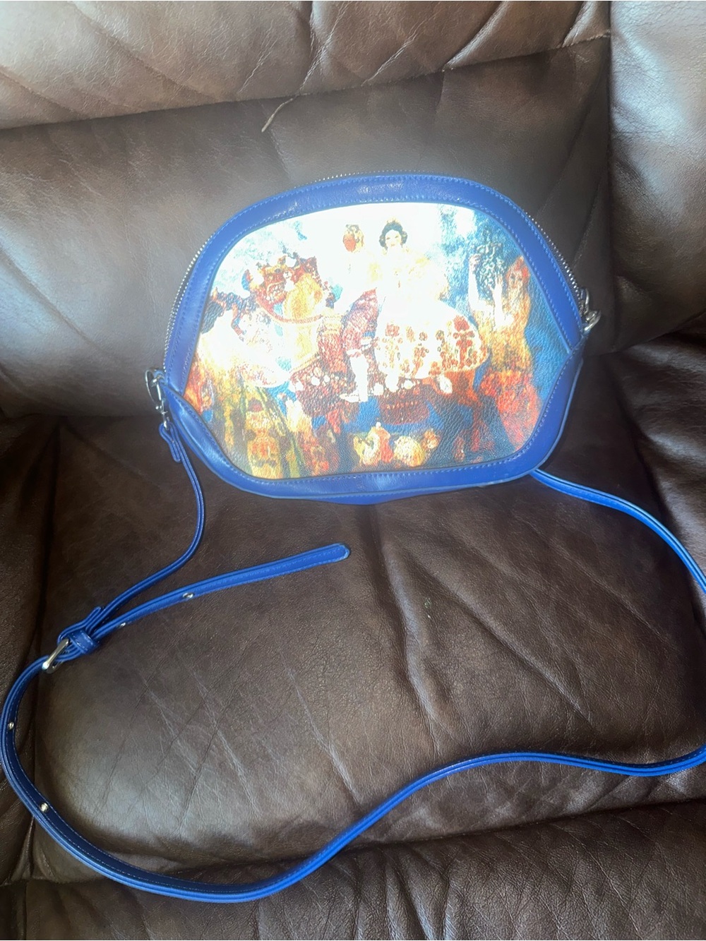 Sharif Handbag w/ Crossbody Strap Blue Hand Painted